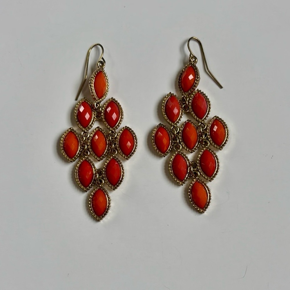 Vintage Peach and Coral Gold Dangle Earrings